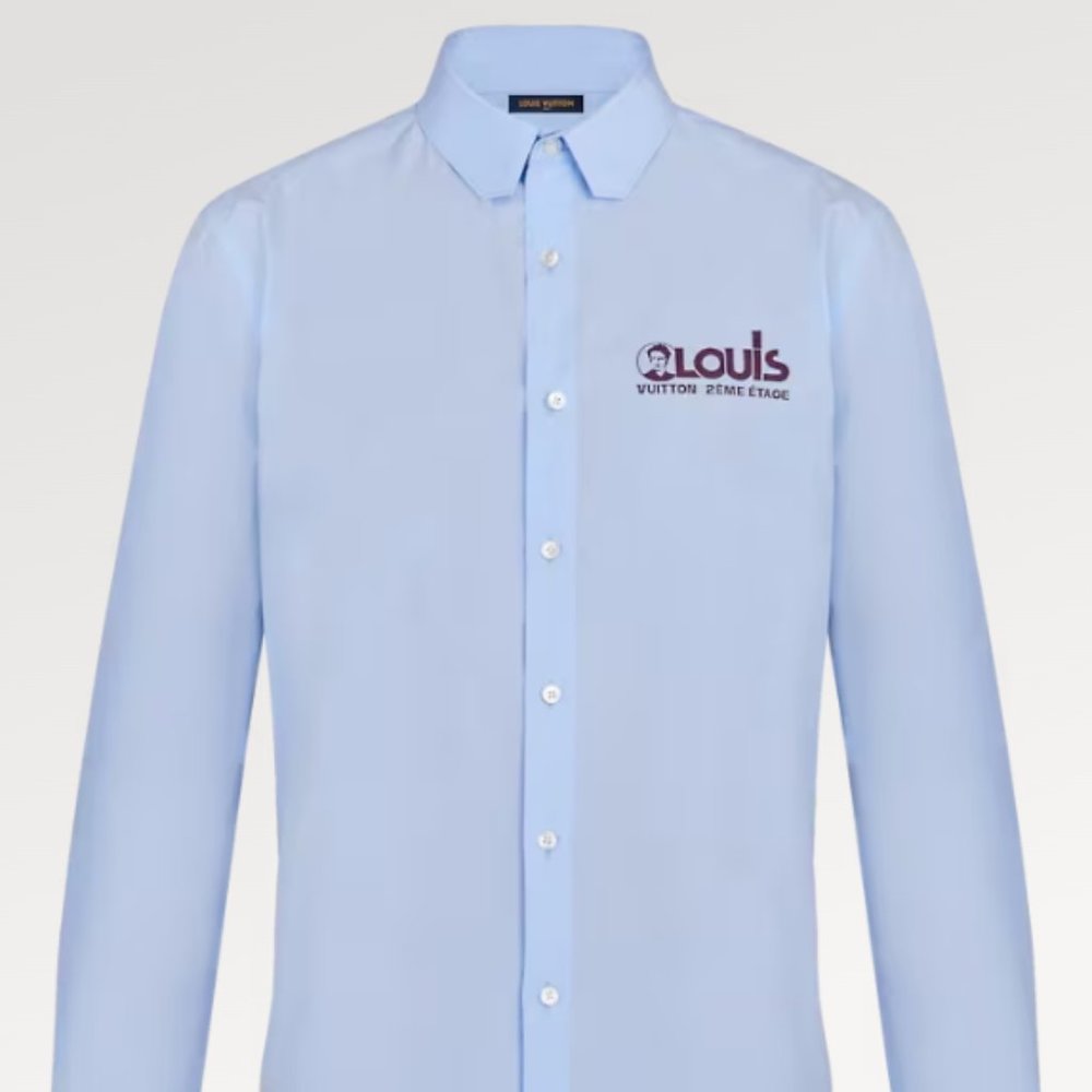 Mens Button Up Shirt. Louis Vuitton "Regular Shirt" - Size: L0 Color: Ocean Blue